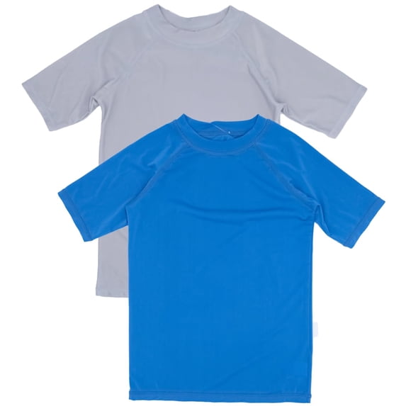 Boys 2-Pack UPF50+ Rash Guard Sun Swimming Short Sleeve Tee for Pool Beach Summer