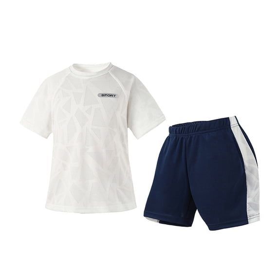 Boys 2 Piece Active Set Quick Dry Breathable Polyester Sport Outfit Kids White Ages 4-13,Size 8-9 T