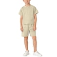 thumbnail image 1 of Boys 2 Piece Athletic Short Sets Short Sleeve T-Shirt and Shorts with Pocket Kids Summer Loose Mesh Outfit Sets, 1 of 6