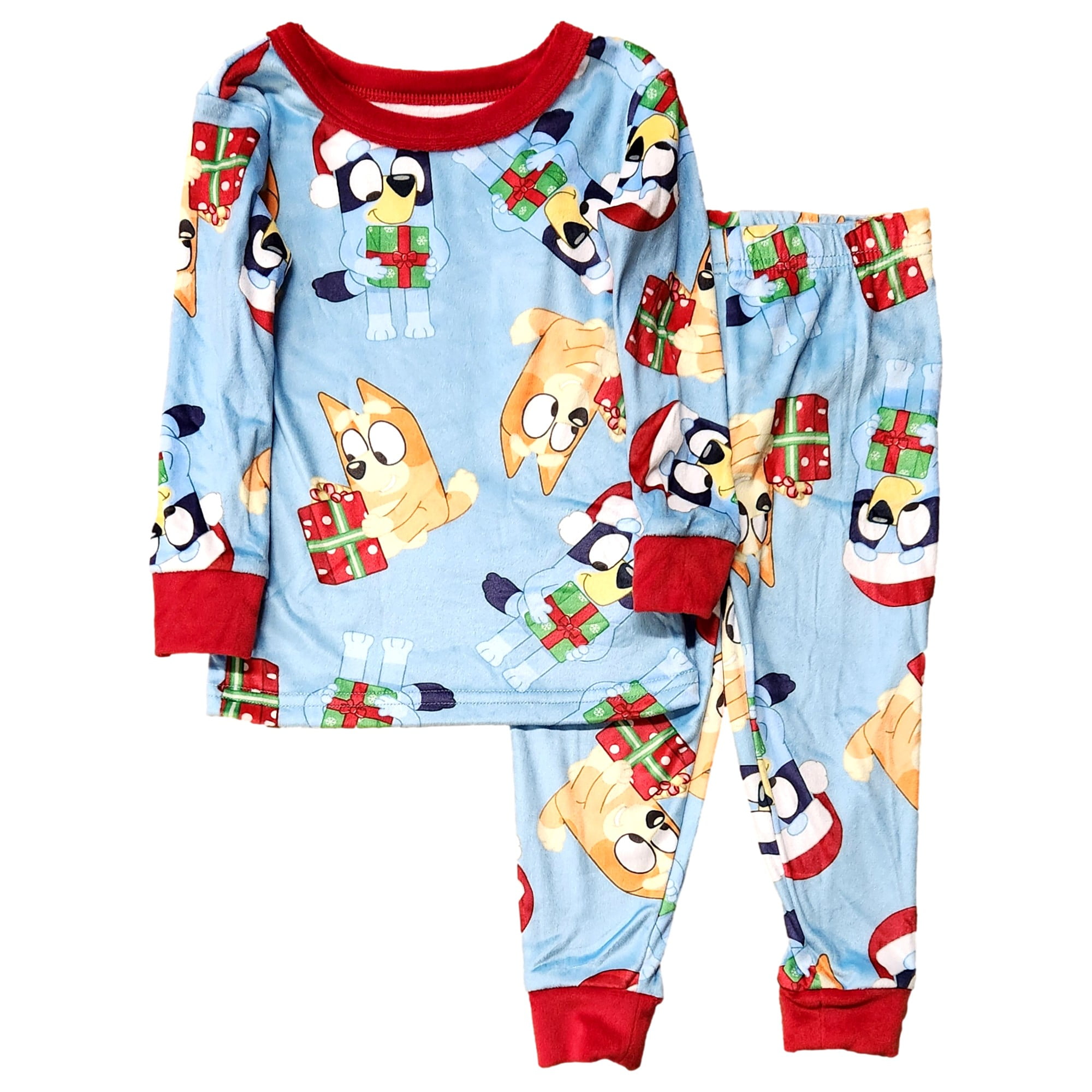 Boys 2-Piece Bluey & Bingo Blue Christmas Top & Pants Pajama Set