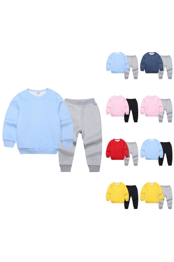 Boys' 2-Piece Zip-Up Hoodie & Jogger Pants Set, Solid Color Sweatshirt and Sweatpants with Pockets (2T-7)