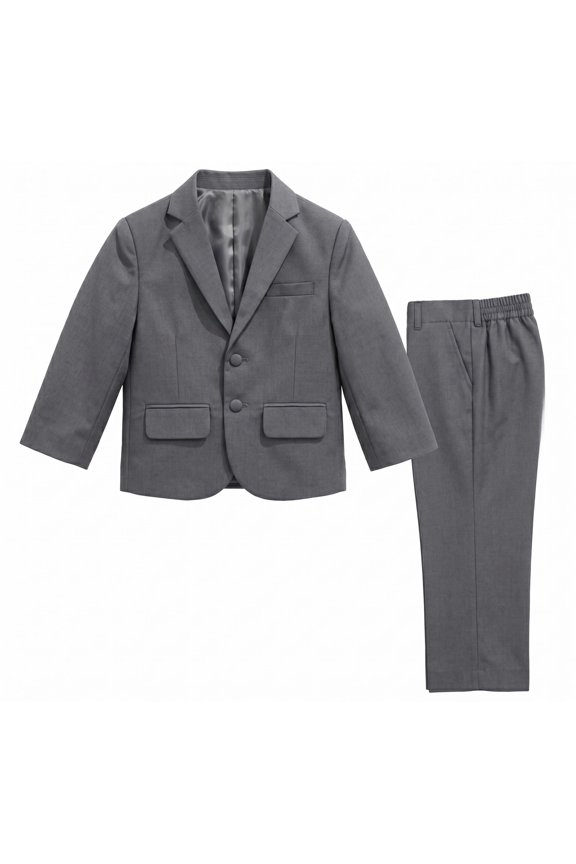 Boys 2-Piece Formal Suit Set, Single-Breasted Jacket & Flat Front Pants, Sizes 2T-16