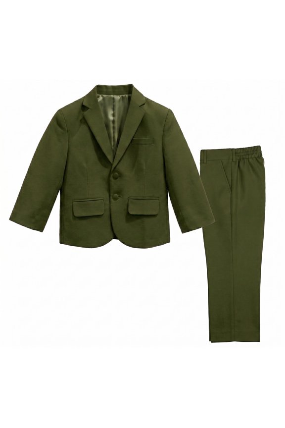 Boys Formal Suit 2-Piece Set, Single-Breasted Jacket & Flat Front Pants, Sizes 2T-16
