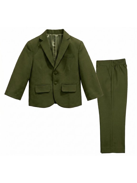 Boys Formal Suit 2-Piece Set, Single-Breasted Jacket & Flat Front Pants, Sizes 2T-16