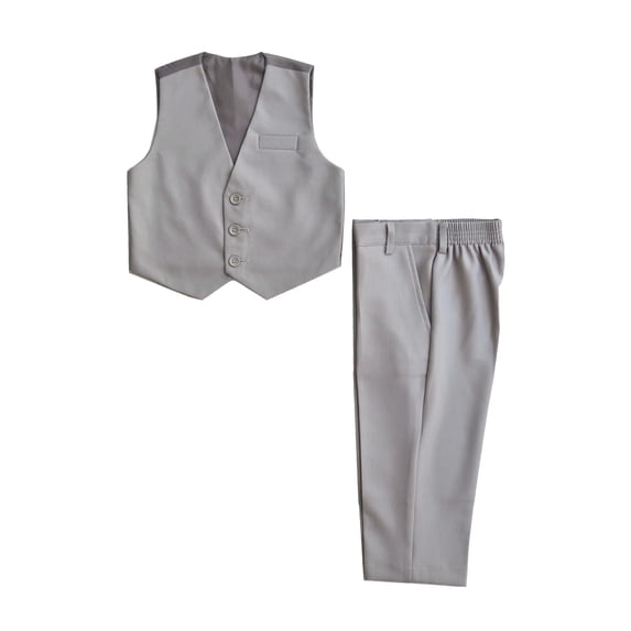 Boys 2-Piece Formal Vest & Suit Pants Outfit Set, Sizes: 2T to 16 (Light Tan Herringbone)