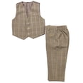 thumbnail image 1 of Boys 2-Piece Formal Vest & Suit Pants Outfit Set, Sizes: 2T to 16 (Natural Taupe Plaid), 1 of 6