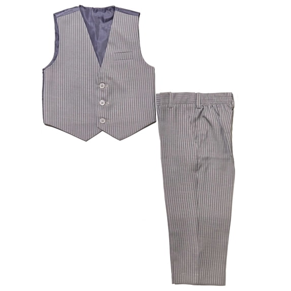 Boys 2-Piece Formal Vest & Suit Pants Outfit Set, Sizes: 2T to 16 (Silver Stripe)