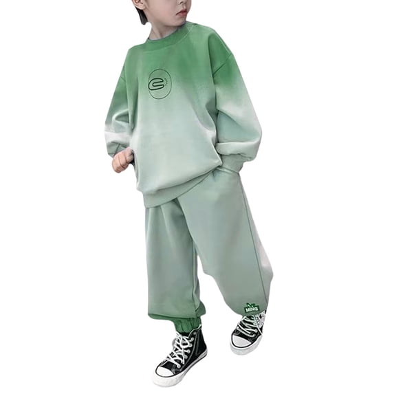 Boys 2 Piece Gradient Sweatshirt Set Girls Y2k Ombre Tracksuit Pullover Sweatshirt and Jogger Sweatpants Oversized Sweat Sets