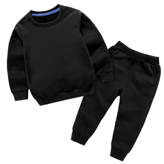 Boys' 2-Piece Outfit Set Casual Summer Winter Solid Color Long Sleeve Round Neck Pullover Sweatshirt Elastic Waisted Tapered Pants Fall Kid Toddler Boys Clothes Set S