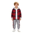 thumbnail image 1 of Boys 2 Piece Outfit Set Plaid Hooded Top and Jogger Pants Matching Sweatsuit Casual Fall Winter Clothes 3-7 Years, 1 of 9