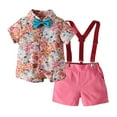 thumbnail image 1 of Boys 2 Piece Outfits Basketball Set Basic Breathable Solid Color School Uniform Collared Shirt Go Outing Beach Tops Pink 5-6 Years, 1 of 8
