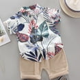 thumbnail image 1 of Boys 2 Piece Outfits Hawaiian Shorts Sets Graphic Button Down Shirt and Shorts Summer Beach Clothes for 1-6 Years White 6-7 Years, 1 of 3