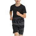 thumbnail image 1 of Boys 2 Piece Outfits Moisture Wicking Quick Dry Short Sleeve T-Shirt and Shorts Set Youth Activewear Black,Size 9-10T, 1 of 4