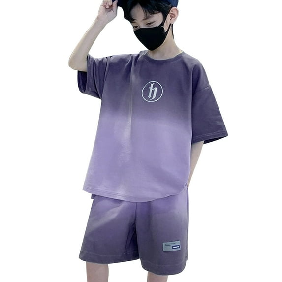Boys 2 Piece Outfits Size 10-12 Boys Athletic Shorts Set - 2 Piece Summer Clothes Outfit with Graphic Tee and Boys Basketball Shorts for Active Kids