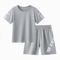 thumbnail image 1 of Boys 2-Piece Quick-Dry Sports Suit Short Sleeve Basketball Football T-Shirt Shorts 3-13Y Summer Outfit, 1 of 4