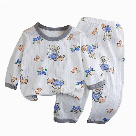 Boys 2‑Piece Quilted Pajama Set with Cartoon Print,Soft Fabric Sleepwear for Babies and Toddlers 4-5 Years