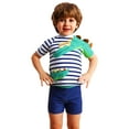 thumbnail image 1 of Boys 2 Piece Rash Guard Swimsuits Kids Short Sleeve Swimwear Sets Quick Dry Sun Protection Bathing Suits Green, 8 Years, 1 of 7