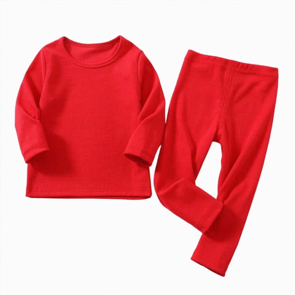 Boys 2‑Piece Ribbed Knit Pajama Set,Soft Long Sleeve Sleepwear for Toddlers and Boys 3-4 Years
