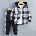 thumbnail image 1 of Boys 2 Piece Set Hoodie and Sweatpants Flannel Plaid Hoodie Jacket Fall Winter, 1 of 9
