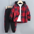 thumbnail image 1 of Boys 2 Piece Set Plaid Button Down Shirt and Jogger Pants Fall Winter, 1 of 9