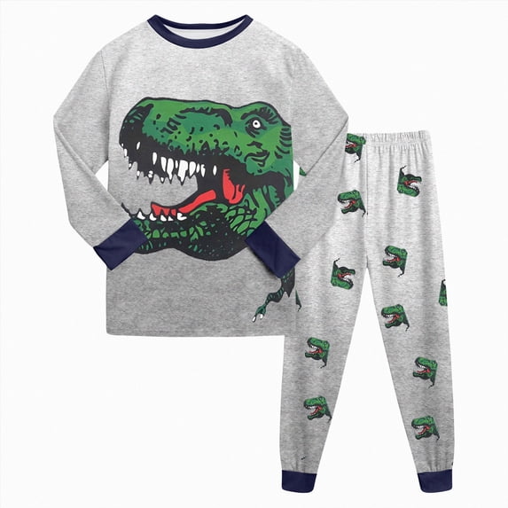 Boys 2‑Piece Sleepwear Set with Cartoon Print,Long Sleeve Fabric Pajamas 6-7 Years