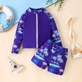 thumbnail image 1 of Boys 2 Piece Swimsuit Set Cartoon Print Long Sleeve Zip Up Rash Guard Top Swim Shorts Summer Beach Outfits Size 1-2Y, 1 of 9