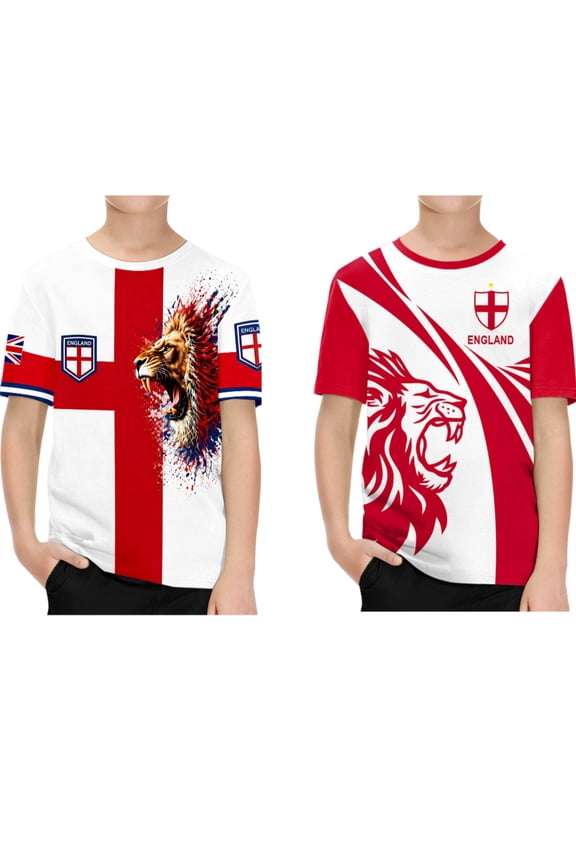 Boys 2026 Summer Loose Fit Short Sleeve T-Shirt Red and White Color Block Tee with colorful ink splatter print design Casual Kids Top for Daily Comfort Wear Back To School Birthday Gifts Ages 3-13Y