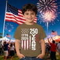 thumbnail image 1 of Boys 250 Anniversary USA Shirt Casual Fashion 250 Years America Shirt Short Sleeve Celebration Patriotic Flag American 250 Years 4th July 2026 T-Shirt(Coffee,8-9 Years), 1 of 3
