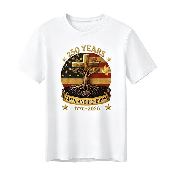 Boys 250 Years Faith and Freedom Christian USA 250th Anniversary T-Shirt