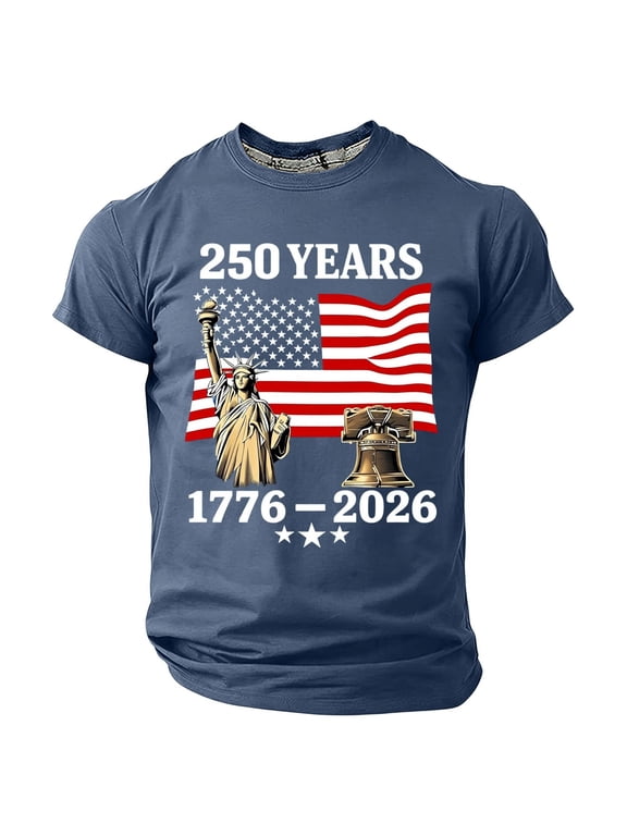 Boys 250th Anniversary USA Shirt 1776-2026 Vintage American Flag Patriotic Short Sleeve T-Shirt