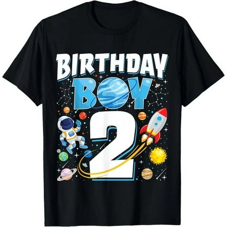 Boys 2Nd Birthday Astronaut Space Planets Two Years Old T-Shirt Unisex S-5XL Hot Trending Shirt, Vintage Birthday Gift