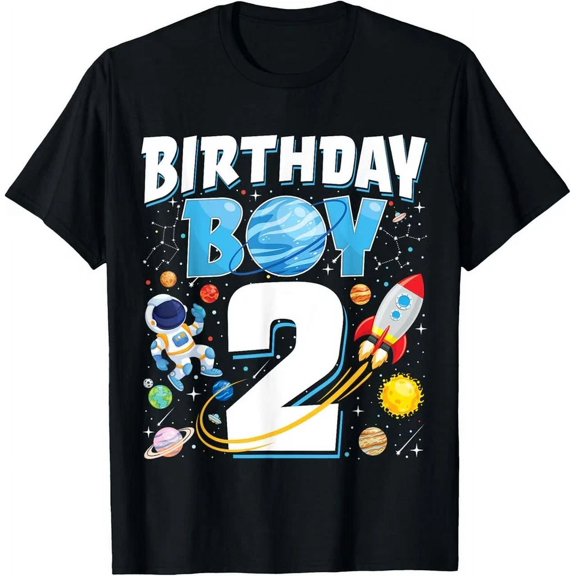 Boys 2Nd Birthday Astronaut Space Planets Two Years Old T-Shirt Unisex S-5XL Hot Trending Shirt, Vintage Birthday Gift