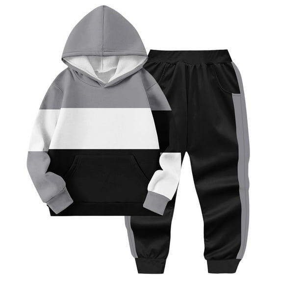 Boys 2PC Sweatsuits Sets Casual Fleece Hoodie Sweatshirt Pullover Tops and Jogger Pants Fall Winter Tracksuit Outfits for Kids 2-14 Years