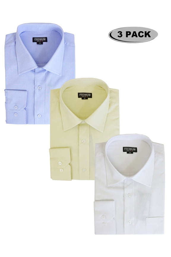 Boys 3-Pack Long Sleeve Casual Dress School Uniform Shirts (Big Boys, Little Boys)