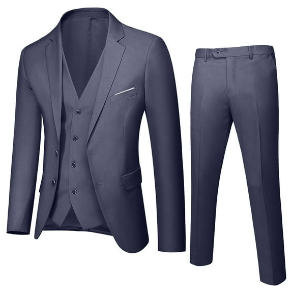 Boys 3 Piece Formal Suit Notched Lapel Slim Fit Dress Suit Jacket Vest and Pants Set Tuxedo Suits For Wedding Graduation Dark Gray 13-14 Years