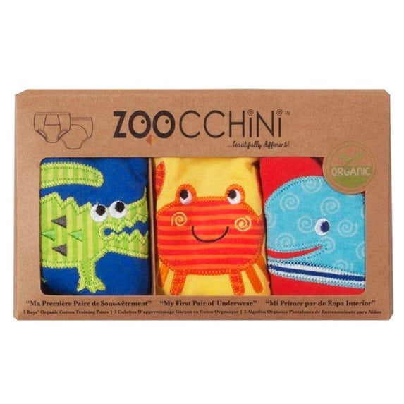 Boys 3 Piece Organic Training Pants Set, Ocean Friends 2-3 Y
