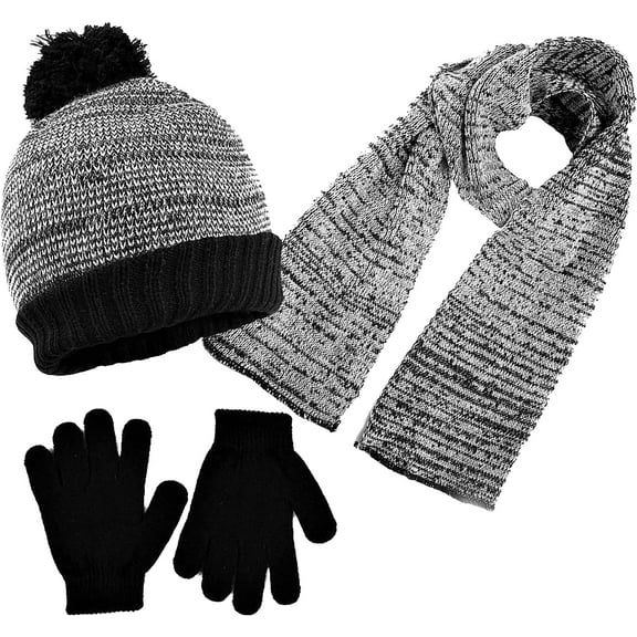 Boys 3-Piece Winter Hat, Scarf & Glove Set – Warm Knit Beanie Accessories for Kids – Cold Weather Gear for Boys