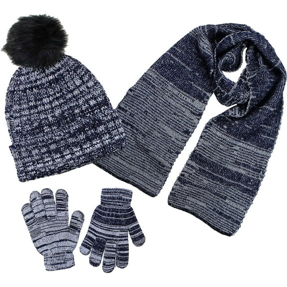 Boys 3-Piece Winter Hat, Scarf & Glove Set – Warm Knit Beanie Accessories for Kids – Cold Weather Gear for Boys