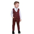thumbnail image 1 of Boys 3 Pieces Suits Formal Rose Long Sleeve Collared Dress Shirt Vest Pants Set Toddler Dresswear for Kids, 1 of 3
