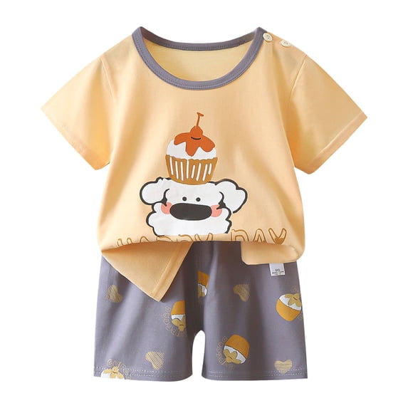 Boys 3t Summer Outfits Toddler Boy Outfits Baby Boy Dinosaur Print Short Sleeve T Shirt and Shorts Set 2 Piece Spring Summer Clothes,Light Yellow