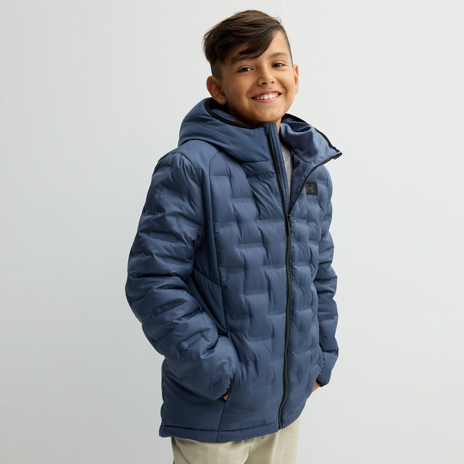 Boys 4 20 Under Armour UA Bonded Quilt Puffer Jacket Color Downpour Gray Size 7 Walmart