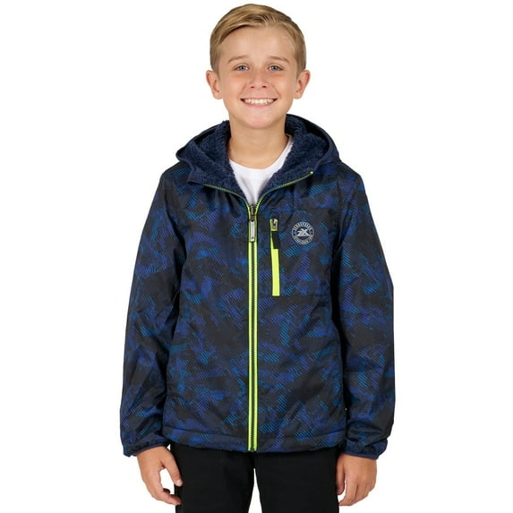 Boys 4-20 ZeroXposur Fuzzy Reversible Jacket Color: Navy Camo Size: S(6/7)