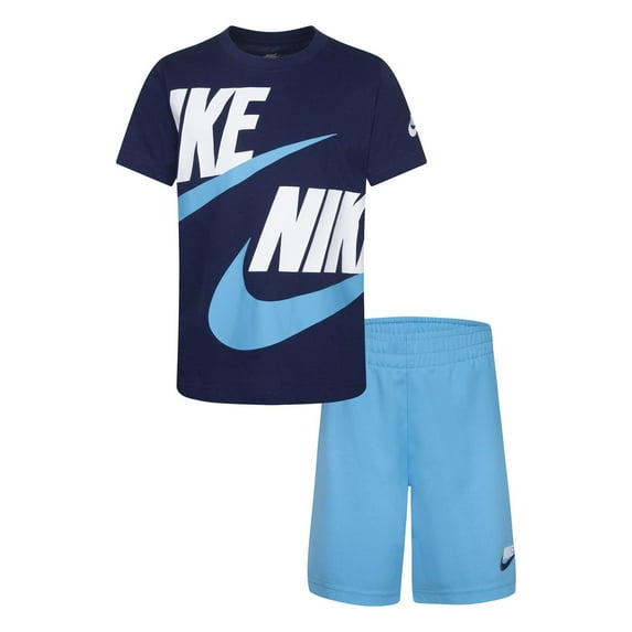 Boys 4-7 Nike Big Double-Logo Graphic Tee & Logo Shorts Set Color: Navy Size: 6