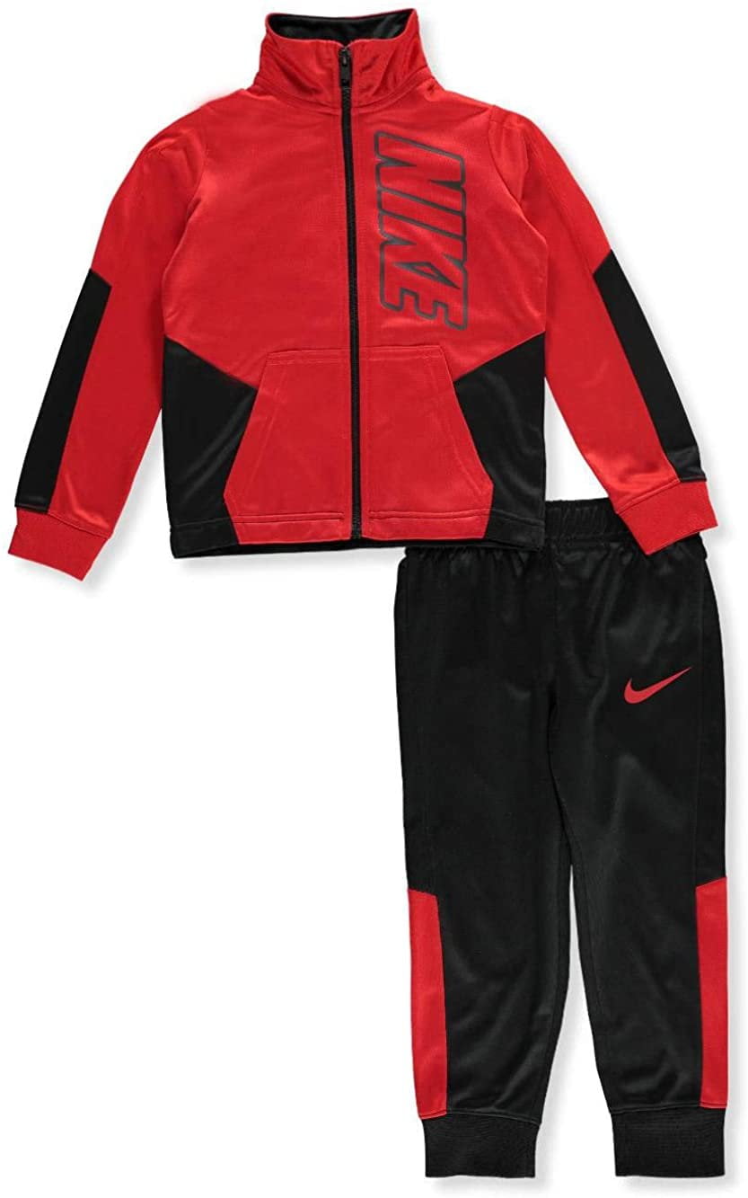 Boys 4 7 Nike Colorblock Full Zip Jacket Pants Track Set Color Black Red Size 4