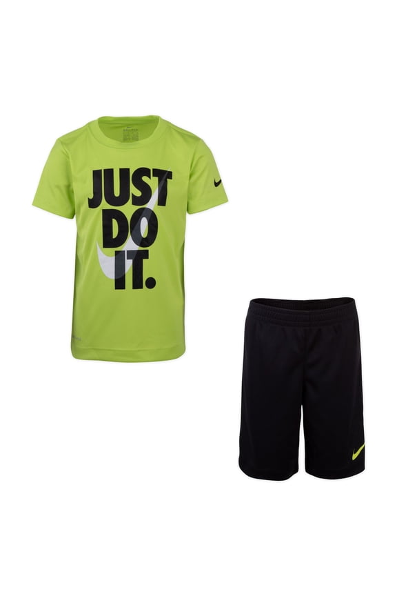 Boys 4-7 Nike "Just Do It." Graphic Tee & Mesh Shorts Set Color: Aop Black Size: 4