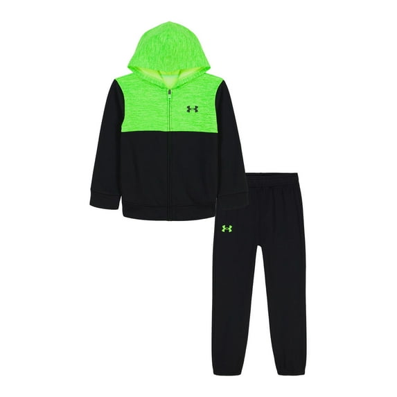 Boys 4-7 Under Armour 2-Piece Color Block Hoodie & Jogger Pants Set Color: Hyper Green Twist Size: 5