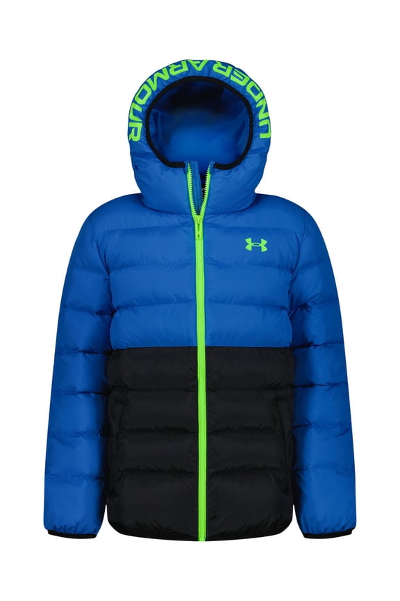 Boys 4-7 Under Armour Hooded Colorblock Puffer Jacket Color: Blue Atlantis Size: 6