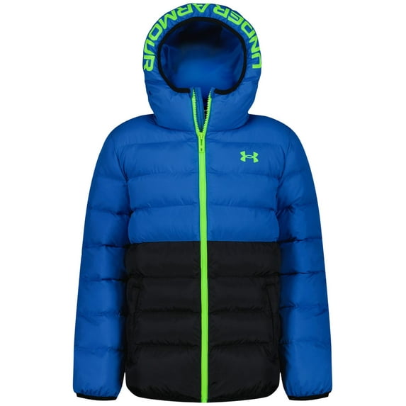 Boys 4-7 Under Armour Hooded Colorblock Puffer Jacket Color: Blue Atlantis Size: 7