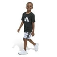 thumbnail image 1 of Boys 4-7 adidas Graphic Tee & Allover Print Camo Shorts Set Color: Black Size: 4, 1 of 4
