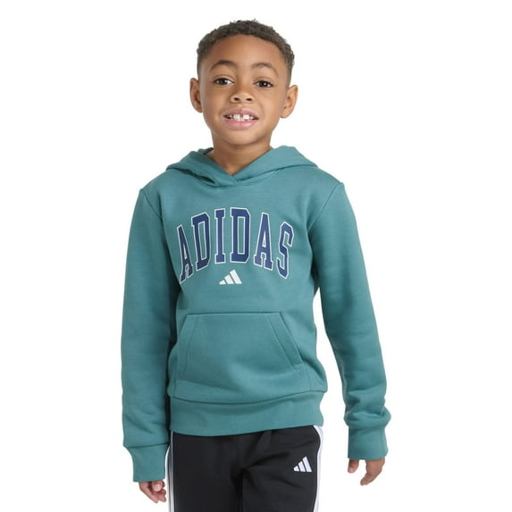 Boys 4-7 adidas Long Sleeve Collegiate Cotton Fleece Pullover Color: Teal Size: 7